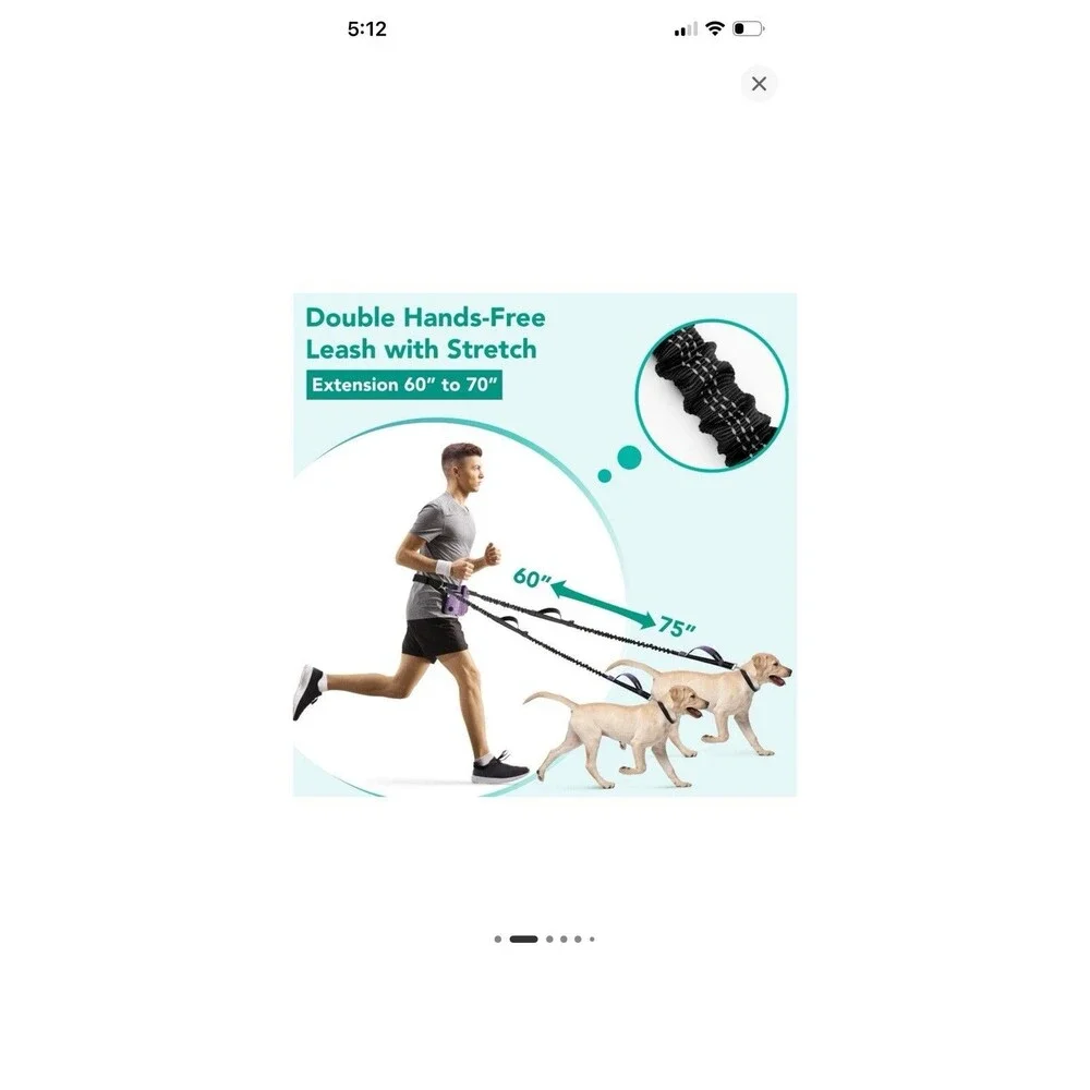 PetAmi Premium Hands Free Dog Leash For Up To 2 Dogs Adjustable Waist Belt Fanny